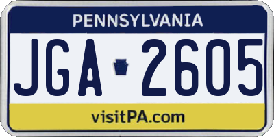 PA license plate JGA2605