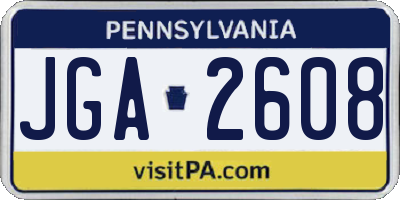 PA license plate JGA2608