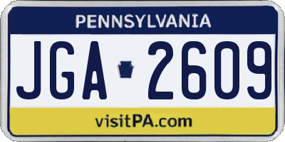 PA license plate JGA2609