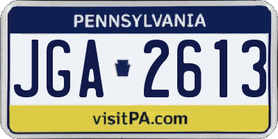PA license plate JGA2613