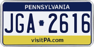 PA license plate JGA2616