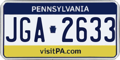 PA license plate JGA2633