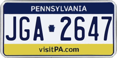 PA license plate JGA2647