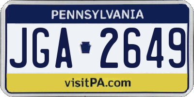PA license plate JGA2649