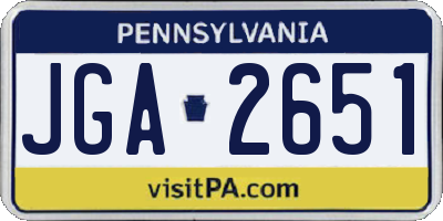 PA license plate JGA2651