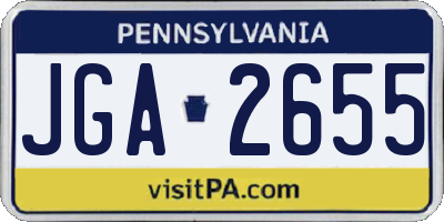 PA license plate JGA2655