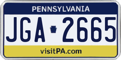 PA license plate JGA2665