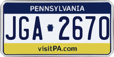 PA license plate JGA2670