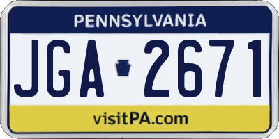 PA license plate JGA2671