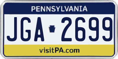 PA license plate JGA2699
