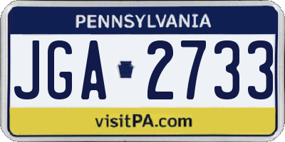 PA license plate JGA2733
