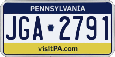 PA license plate JGA2791