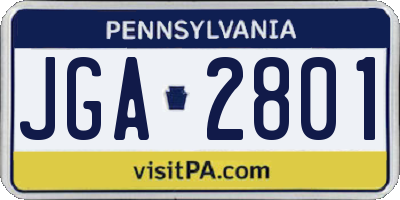 PA license plate JGA2801