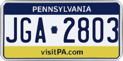 PA license plate JGA2803