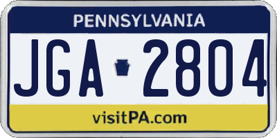 PA license plate JGA2804