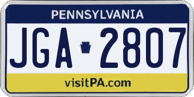 PA license plate JGA2807