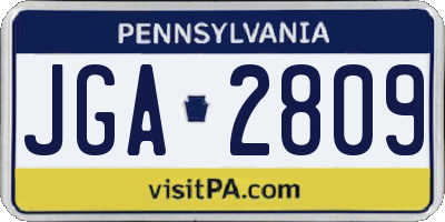 PA license plate JGA2809