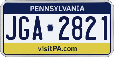 PA license plate JGA2821