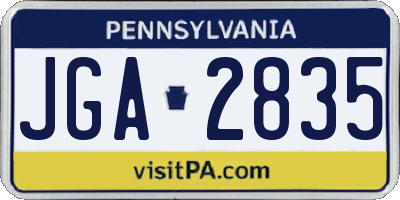 PA license plate JGA2835