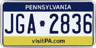 PA license plate JGA2836