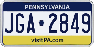 PA license plate JGA2849