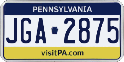 PA license plate JGA2875