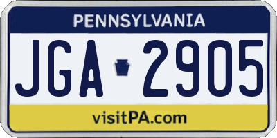PA license plate JGA2905