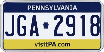 PA license plate JGA2918