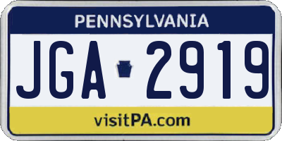 PA license plate JGA2919