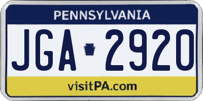 PA license plate JGA2920
