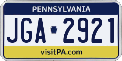 PA license plate JGA2921