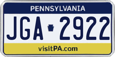 PA license plate JGA2922