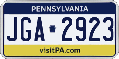 PA license plate JGA2923
