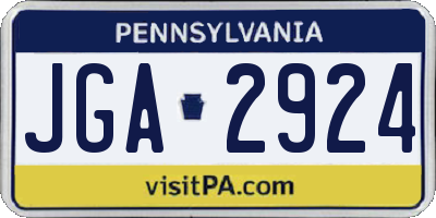 PA license plate JGA2924
