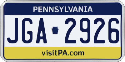 PA license plate JGA2926