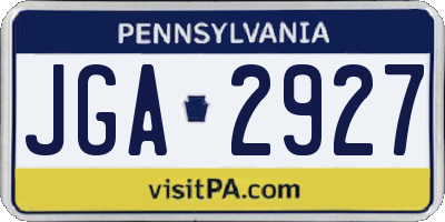 PA license plate JGA2927