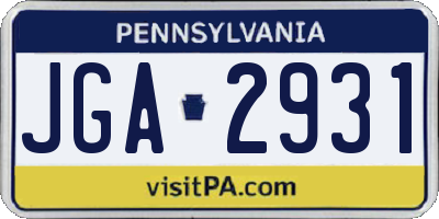 PA license plate JGA2931
