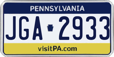 PA license plate JGA2933