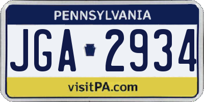 PA license plate JGA2934