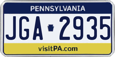 PA license plate JGA2935
