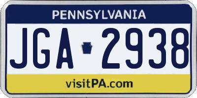 PA license plate JGA2938