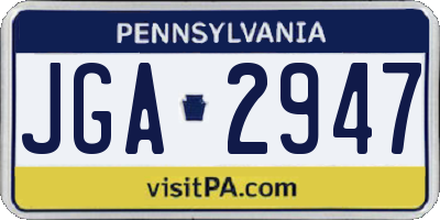 PA license plate JGA2947