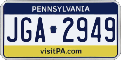 PA license plate JGA2949