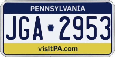 PA license plate JGA2953