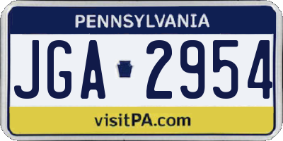 PA license plate JGA2954