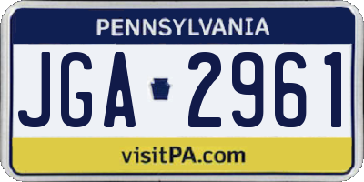 PA license plate JGA2961