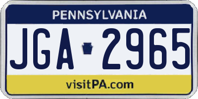 PA license plate JGA2965
