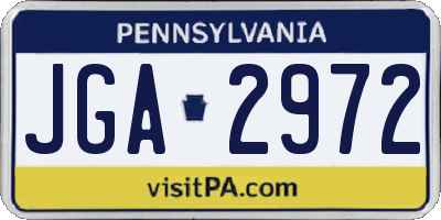 PA license plate JGA2972