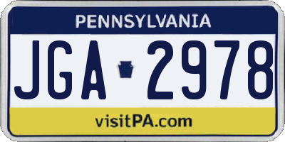 PA license plate JGA2978