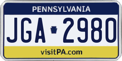PA license plate JGA2980